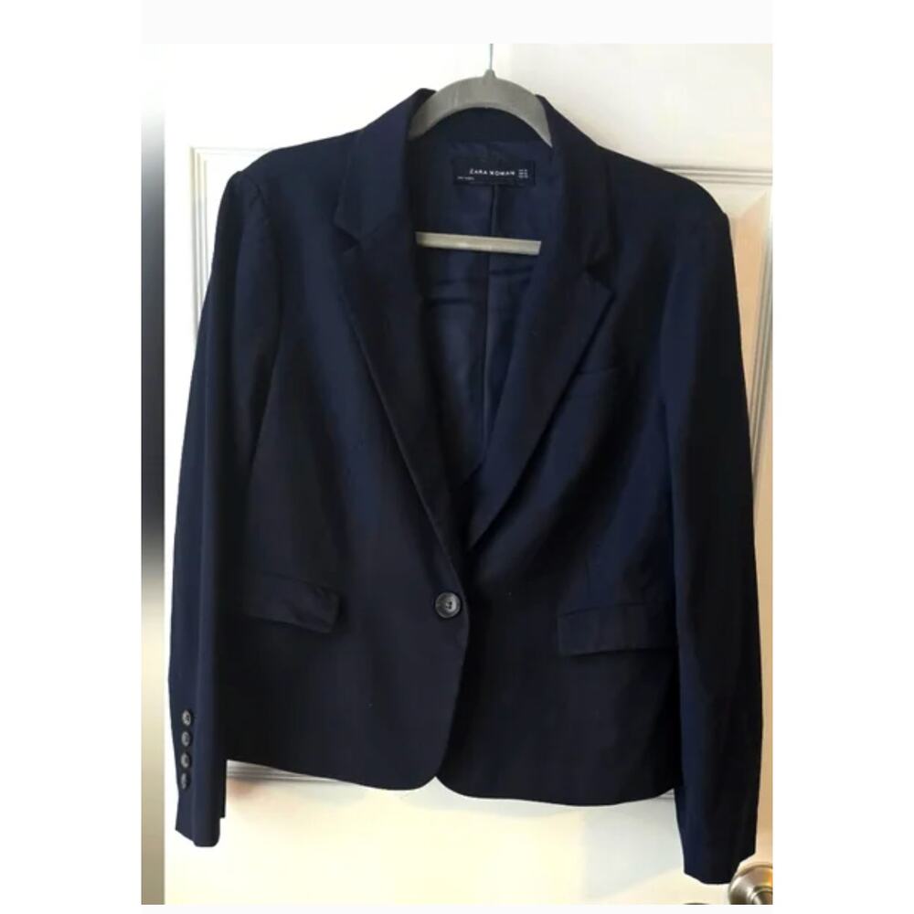ZARA Woman Dark Navy Blue Blazer Size XL